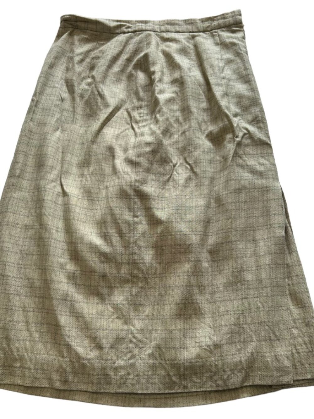 Vintage Burberry pencil skirt beige plaid print midi size 18 burberry's